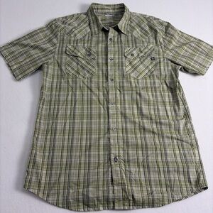 Marmot Short Sleeve Short Men’s Size Medium M Hiking Shirt Outdoors Green Plaid